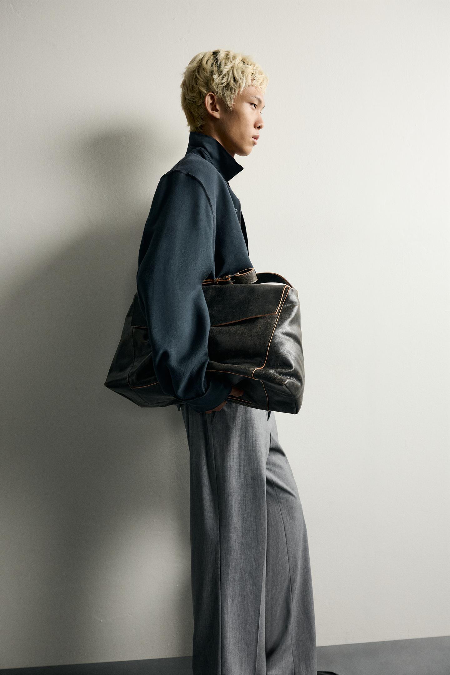 Мужская рубашка Zara Relaxed-Fit Fluid, цвет: Чёрный — фото 6