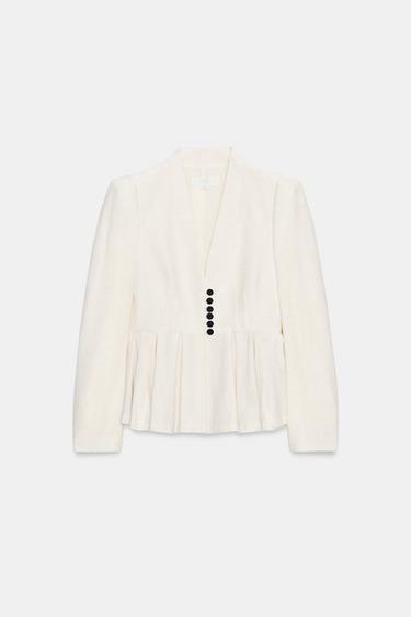 FITTED BLAZER WITH SHOULDER PADS - Light beige by Zara