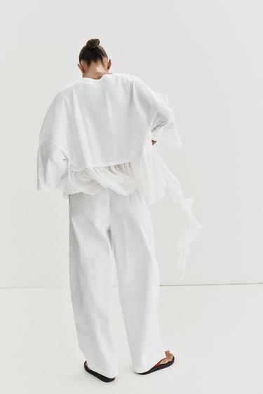 CONTRAST T-SHIRT WITH RUFFLES - White by Zara - Image 6