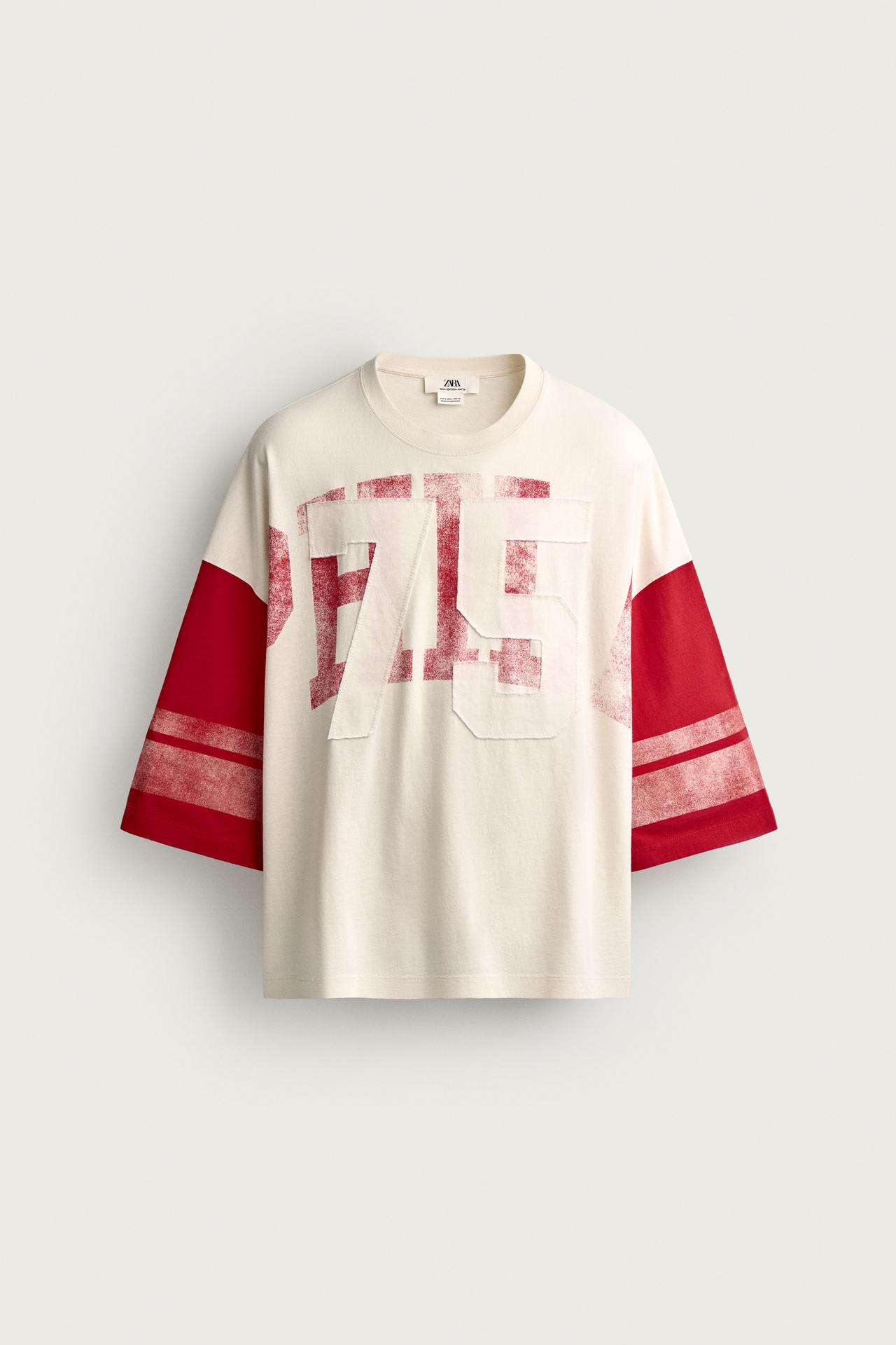 VINTAGE WASHED EFFECT PATCH BOXY FIT T-SHIRT — Red