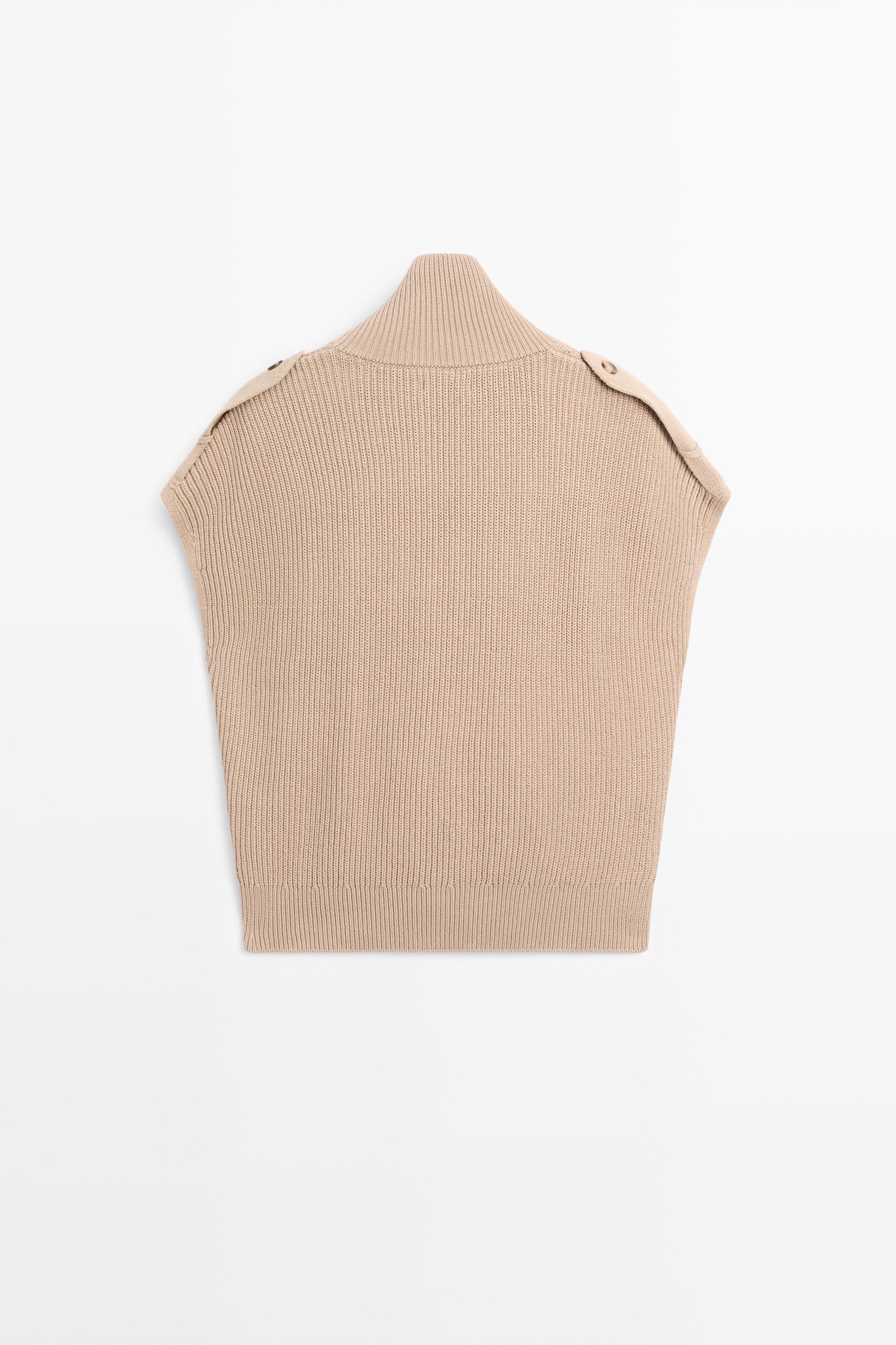 100% cotton button-detail knit vest