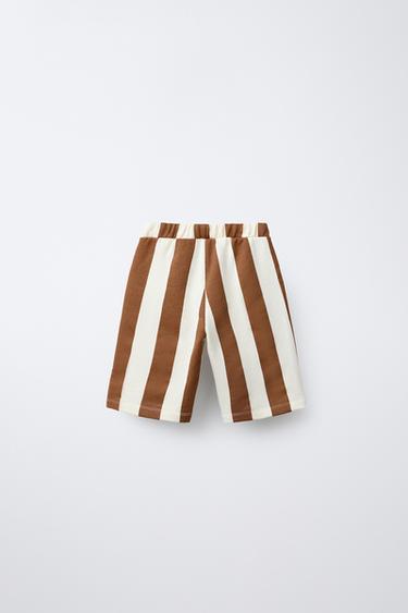 STRIPED AND TEXT BERMUDA SHORTS -  by Zara - Image 1