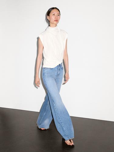 Zara Top with tied neck detail - Ecru - Image 0