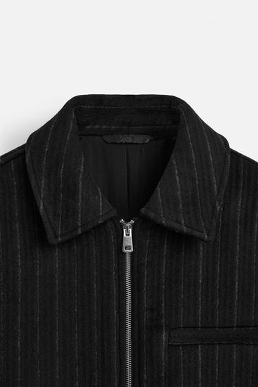 STRIPED WOOL JACKET - Black by Zara