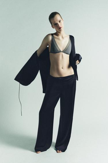 SATIN SHIRT WITH BOW - Blue / Navy by Zara - Image 4