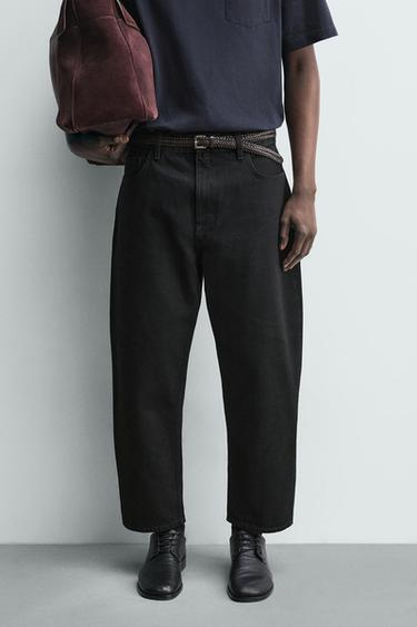 JEANS TAPERED WIDE FIT - Negro de Zara