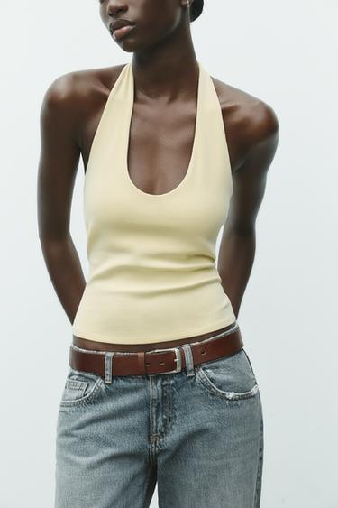 HALTER TOP - Yellow by Zara
