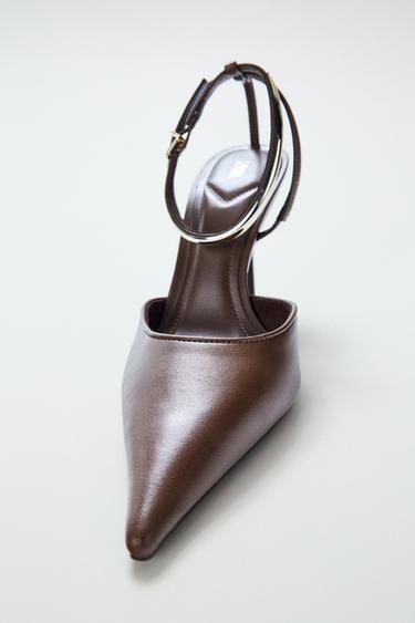 HIGH-HEEL SHOES WITH METAL DETAIL - Brown by Zara