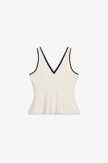 TOP JACQUARD PÉPLUM - Écru de Zara - Image 5