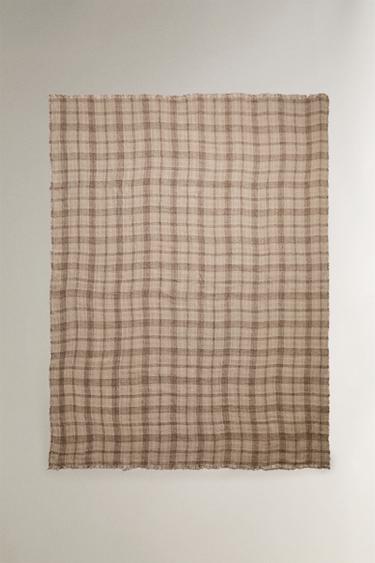 COUVERTURE LIN CARREAUX - rayures de Zara