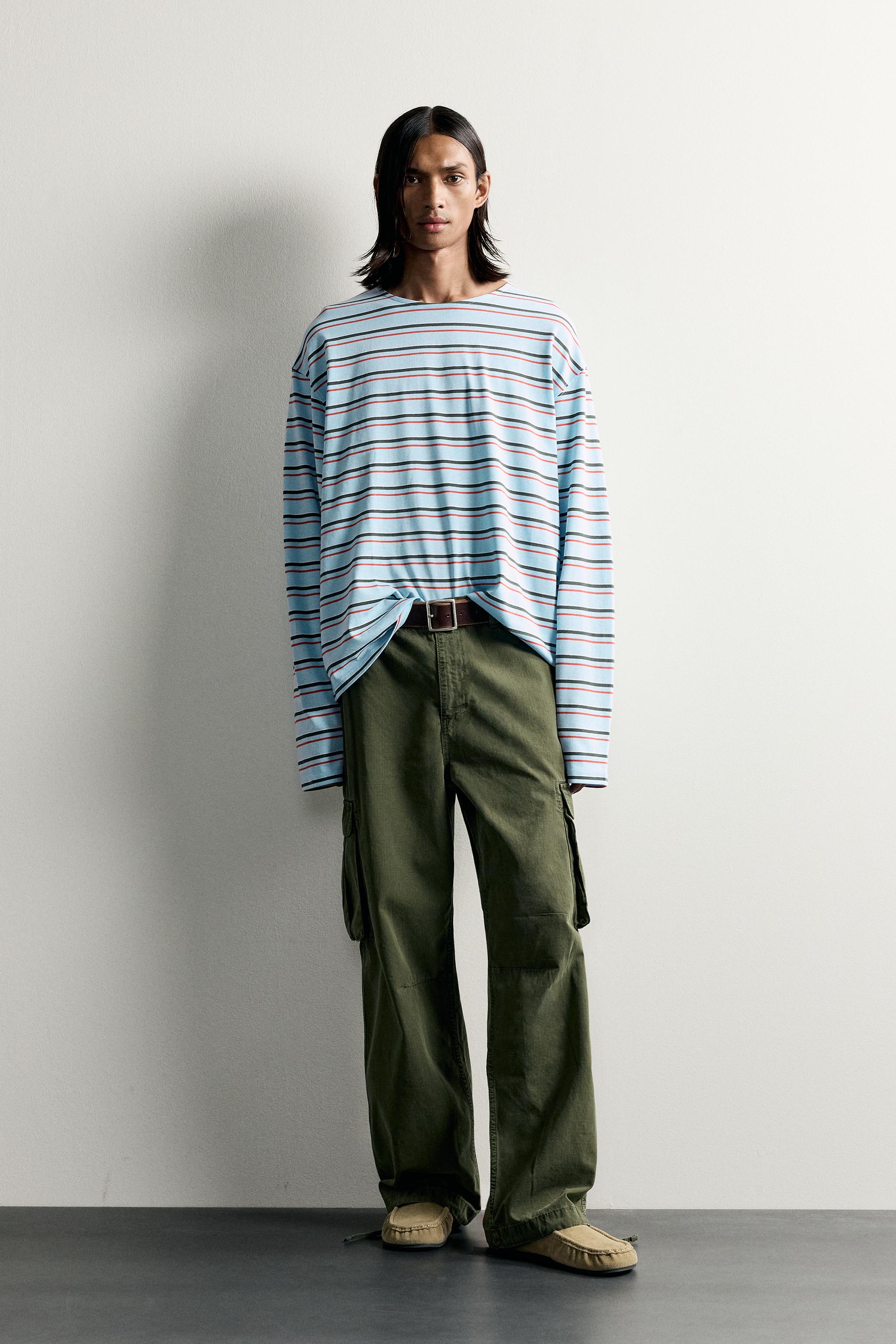 ジャカードストライプTシャツ - ストライプ | ZARA Japan / 日本