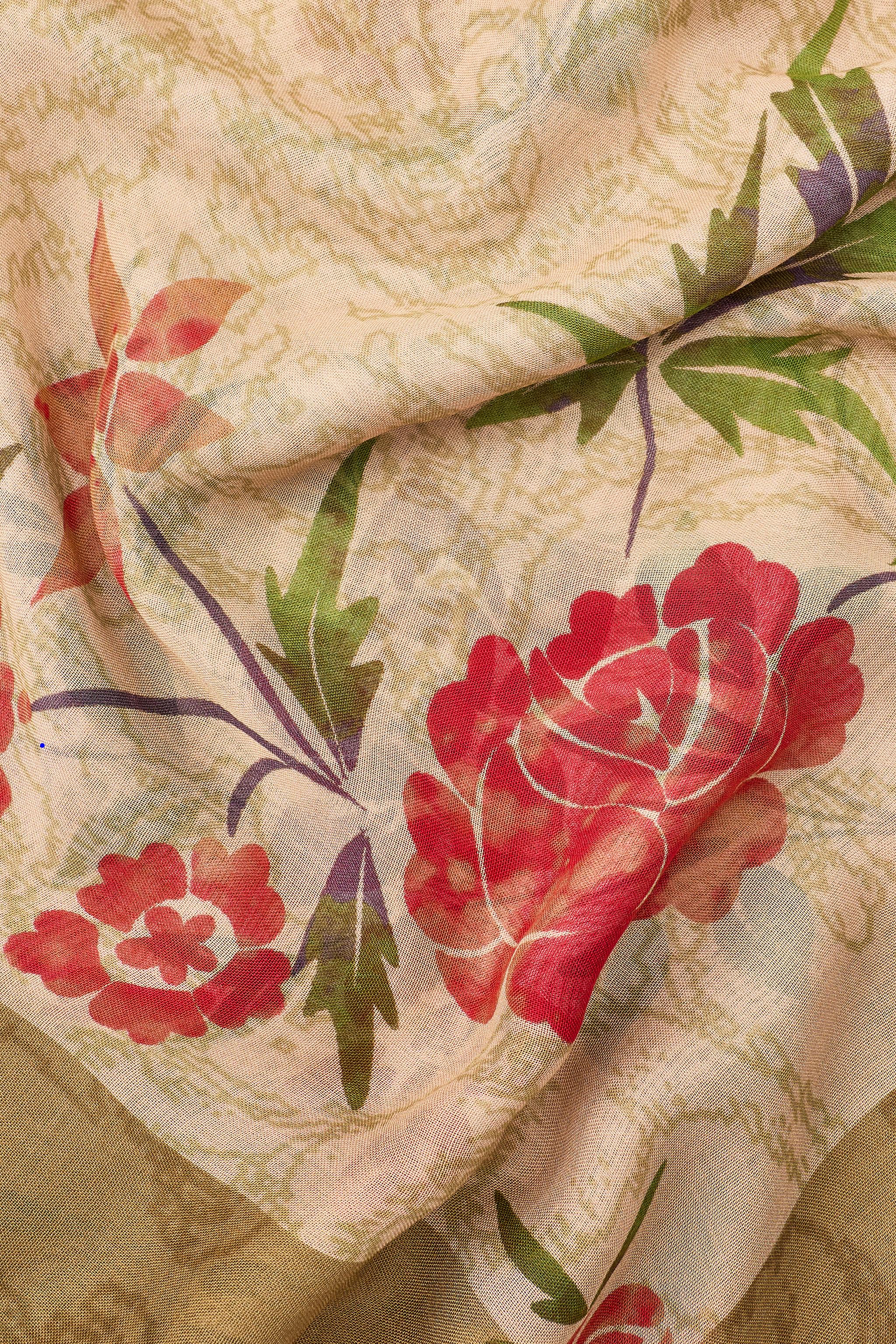 FLORAL PRINT MODAL SILK SCARF