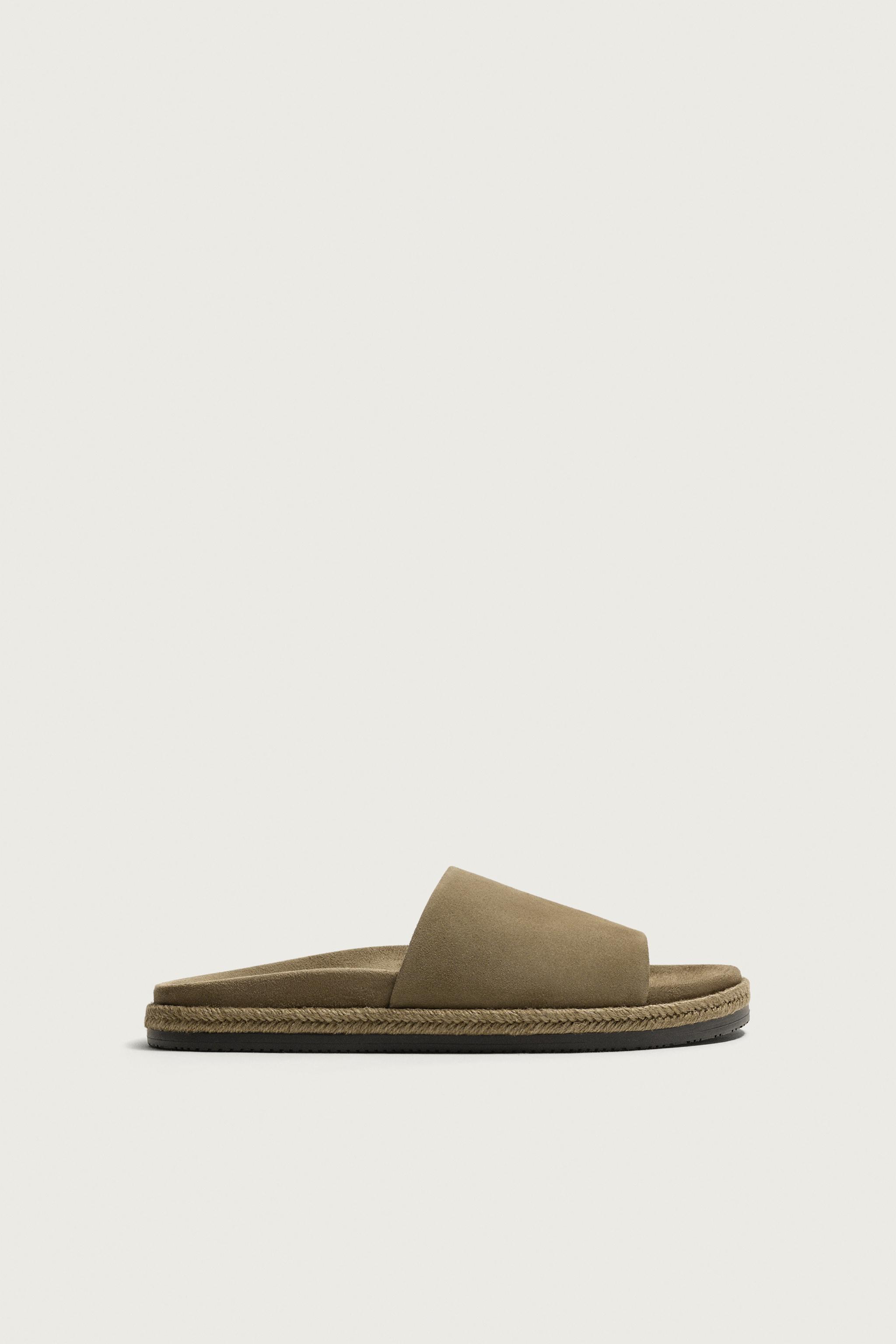 LEATHER SANDALS — Taupe Gray