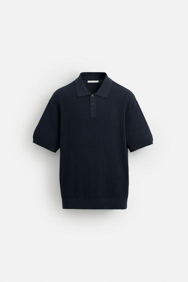 POLO MAILLE STRUCTURE VERTICALE - Bleu marine de Zara - Image 5