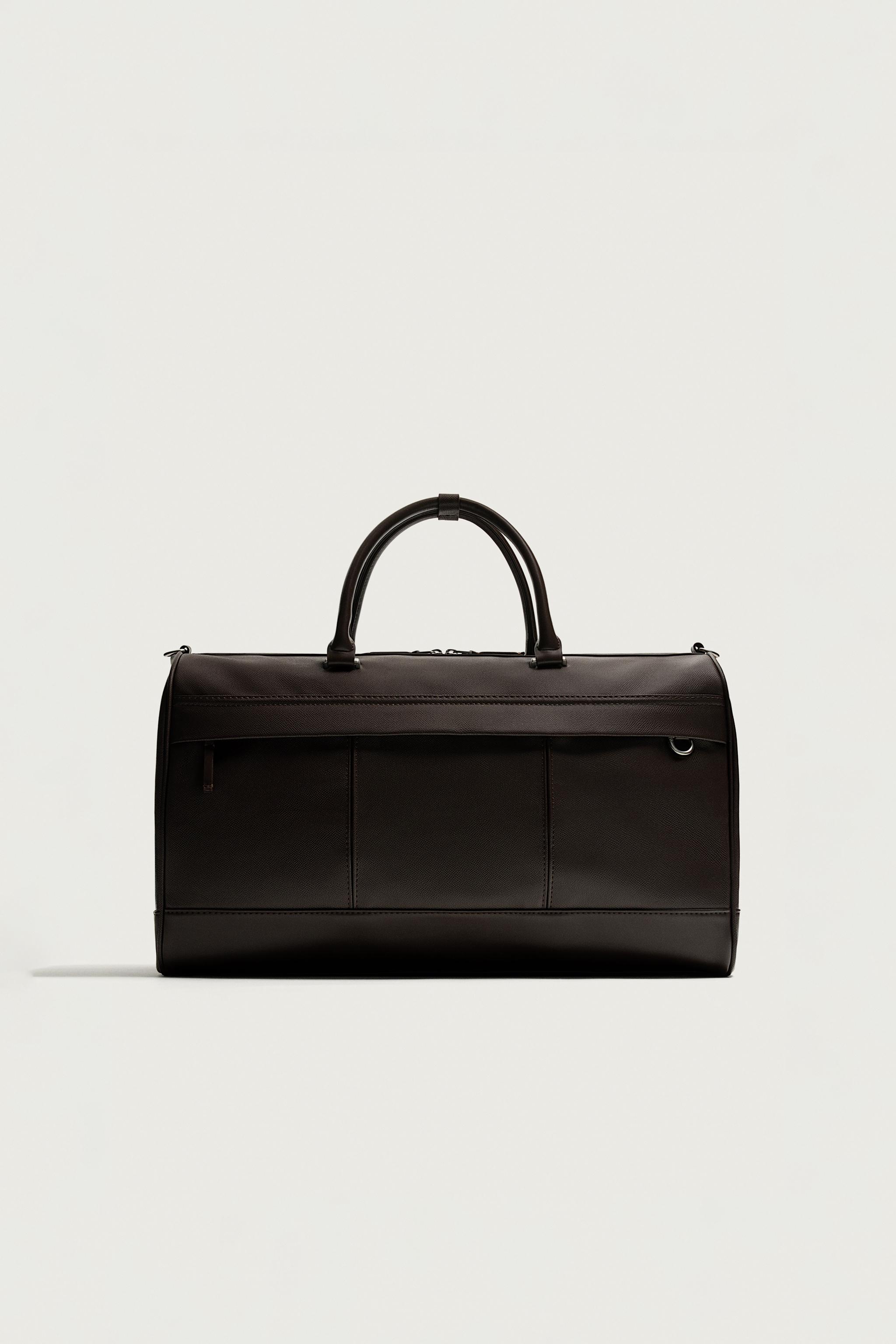 TEXTURED DUFFEL BAG — Brown