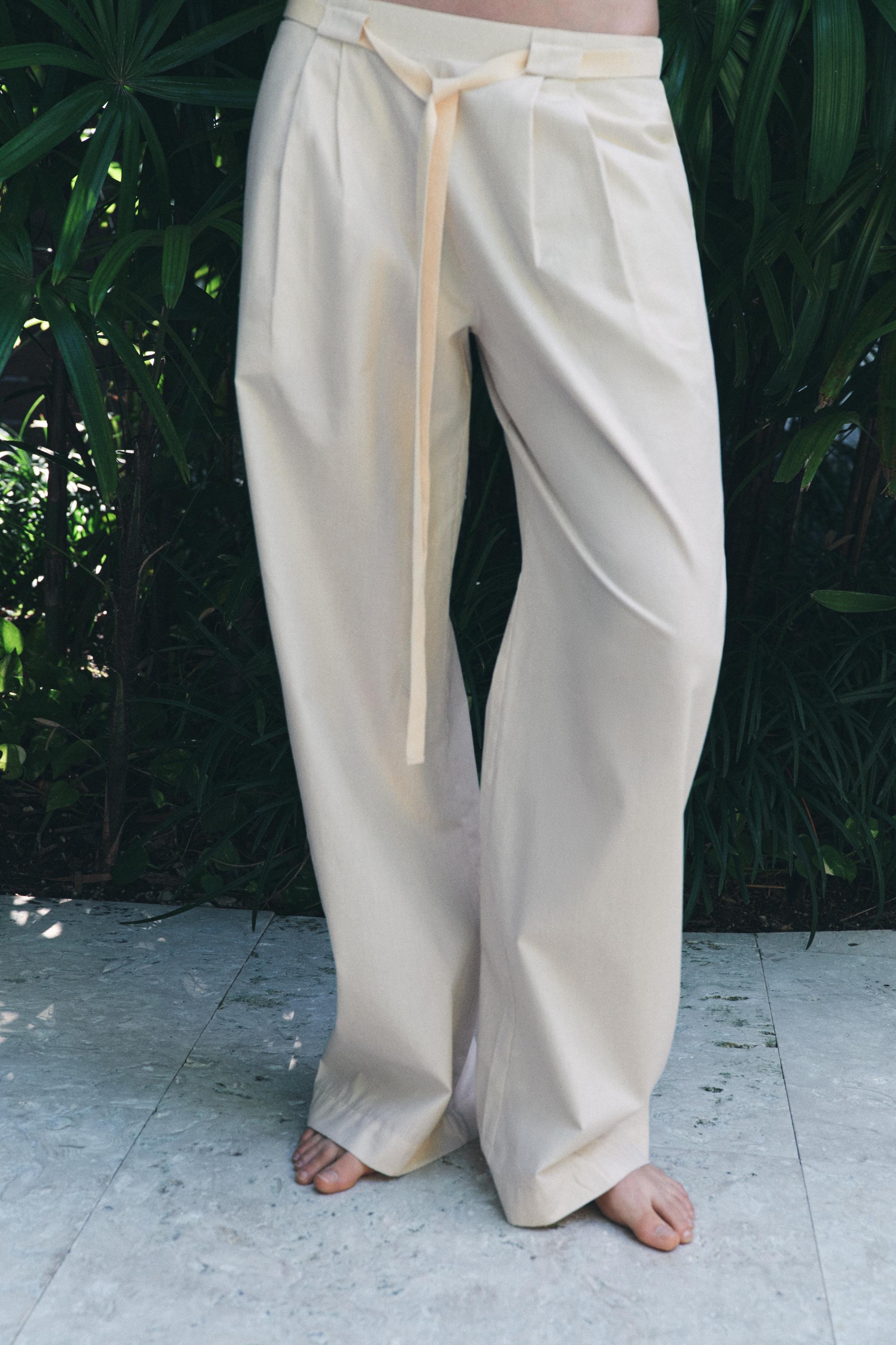 STRIPED POPLIN PANTS
