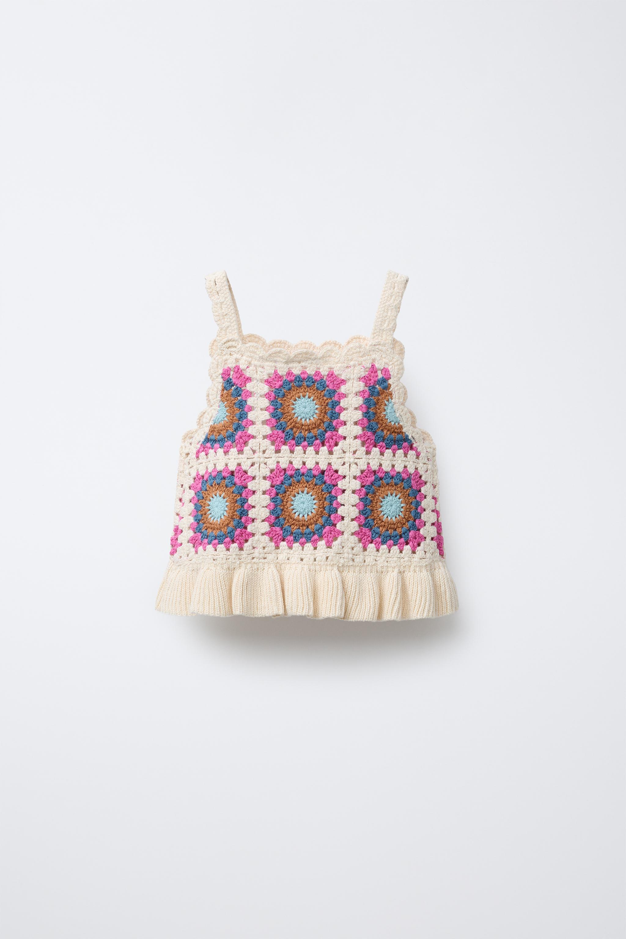 RUFFLED CROCHET KNIT TOP - Multicolored | ZARA United States RUFFLED CROCHET KNIT TOP - Multicolored | ZARA United States