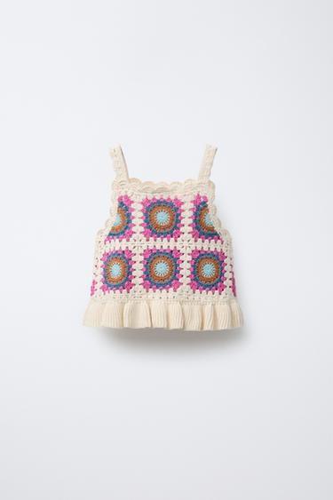 TOP EN MAILLE CROCHET À VOLANT - Multicolore de Zara - Image 2
