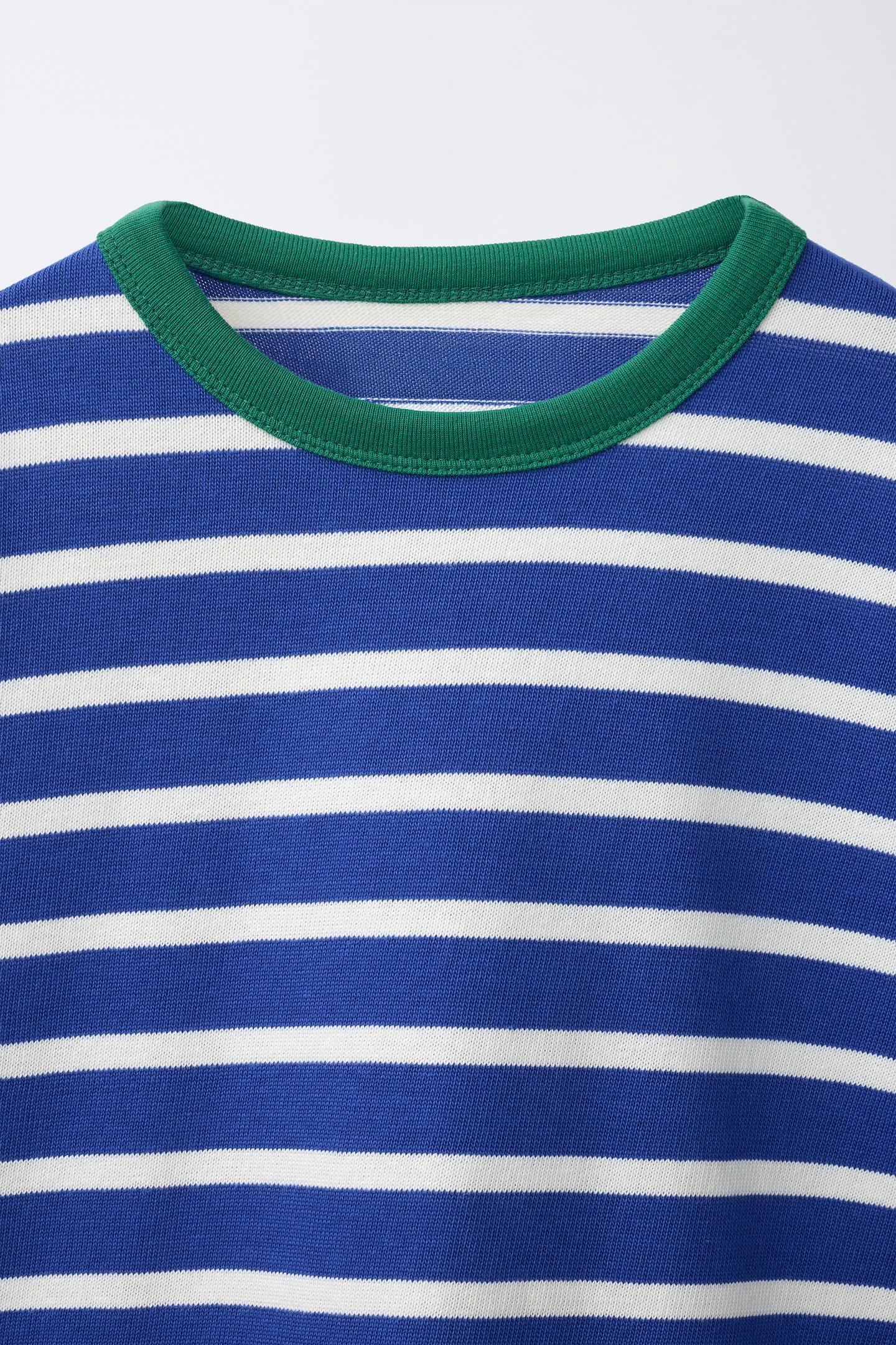 Детская футболка Zara Heavyweight Striped, цвет: Синий — фото 4