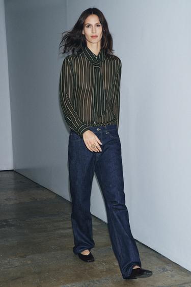 ZW COLLECTION HIGH-WAIST STRAIGHT JEANS - Blue by Zara