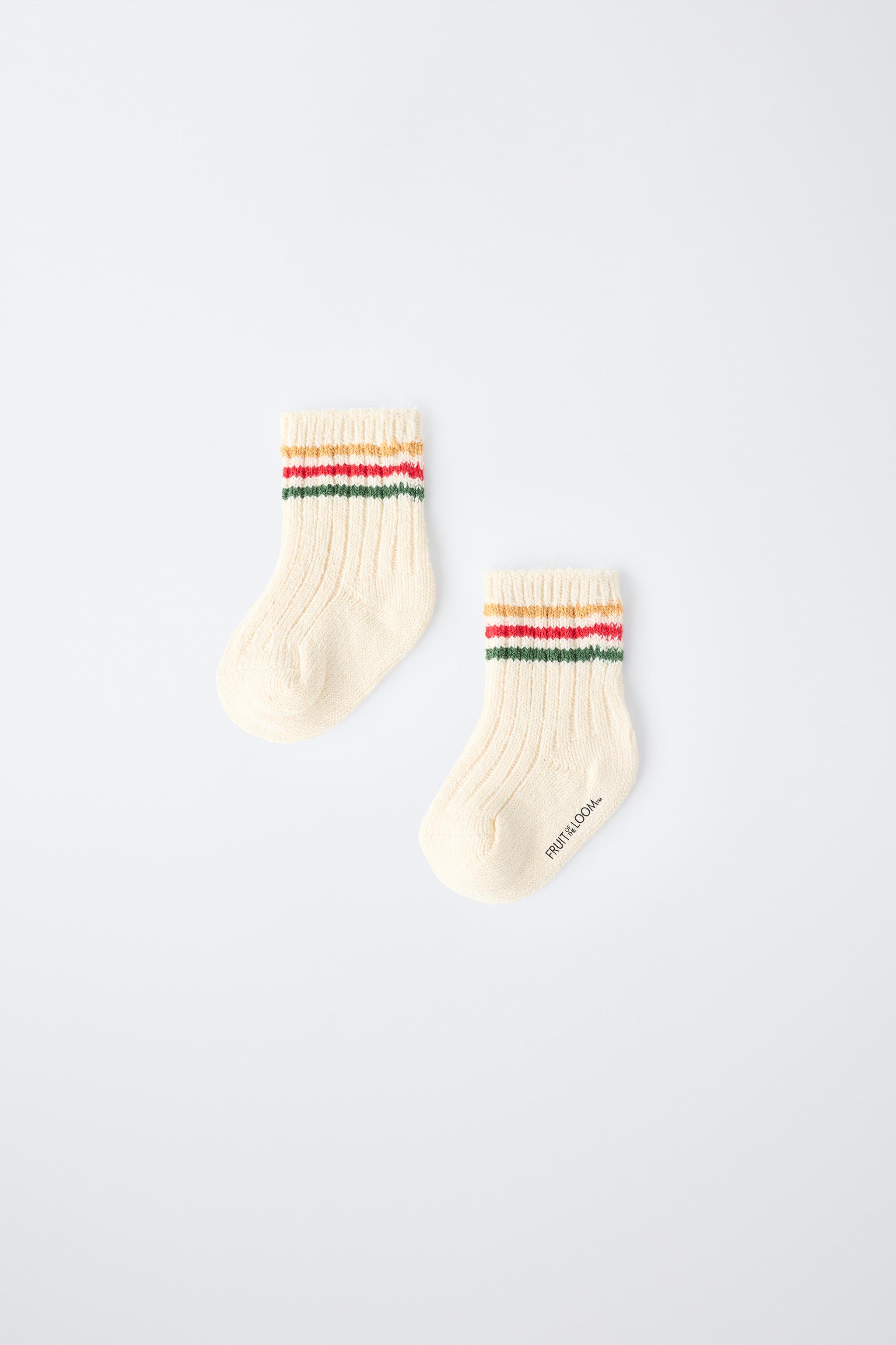 CHAUSSETTES MI-HAUTES À RAYURES EN LAINE FRUIT OF THE LOOM™