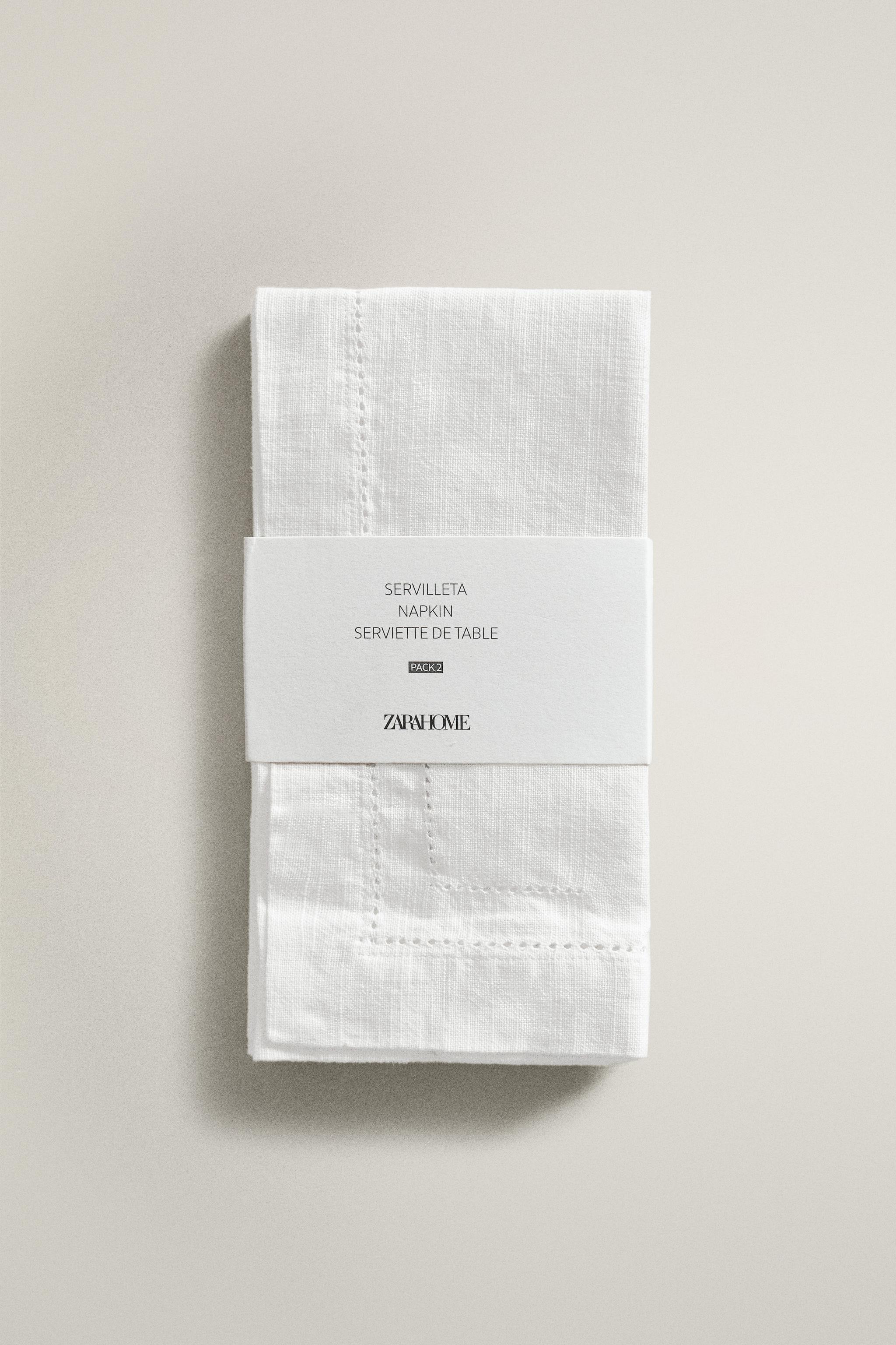 LOT DE 2 SERVIETTES TABLE EN COTON JOUR ÉCHELLE
