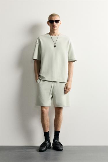 Zara RELAXED FIT INTERLOCK SWEATSHIRT - Light green