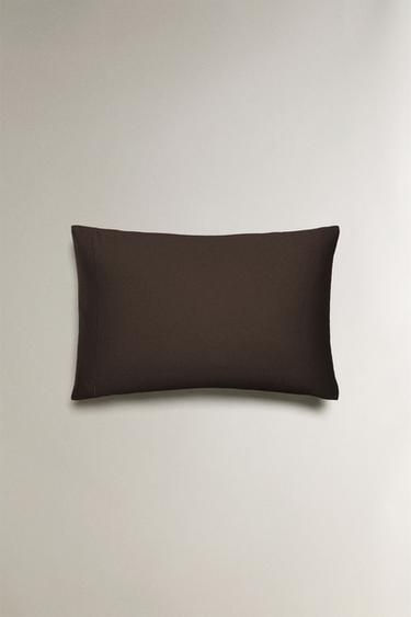 SATEEN PILLOWCASE WITH TRIM (300 THREAD COUNT) - Brown by Zara - Image 3