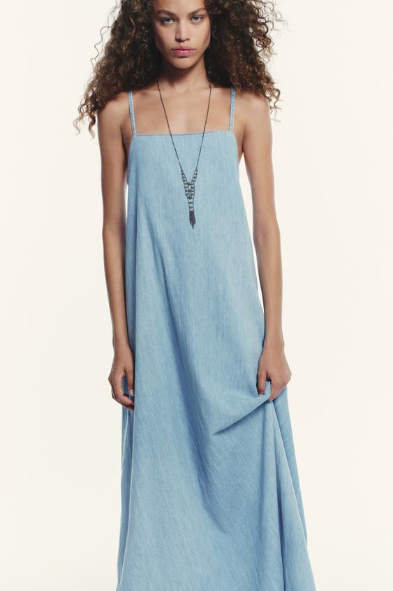 TRF DENIM MIDI DRESS