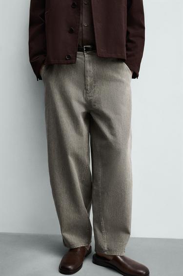 Zara BALLOON FIT PANTS - Gray / Blue