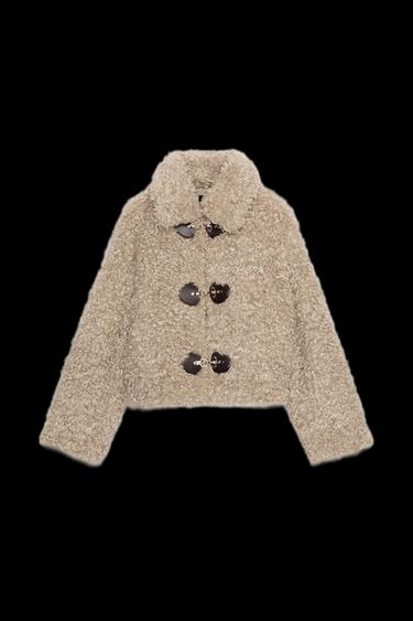 FAUX FUR JACKET WITH TOGGLES - camel by Zara - Image 0
