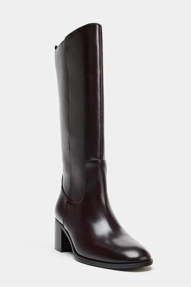 BOTTES À TALONS LARGES - Marron de Zara - Image 4