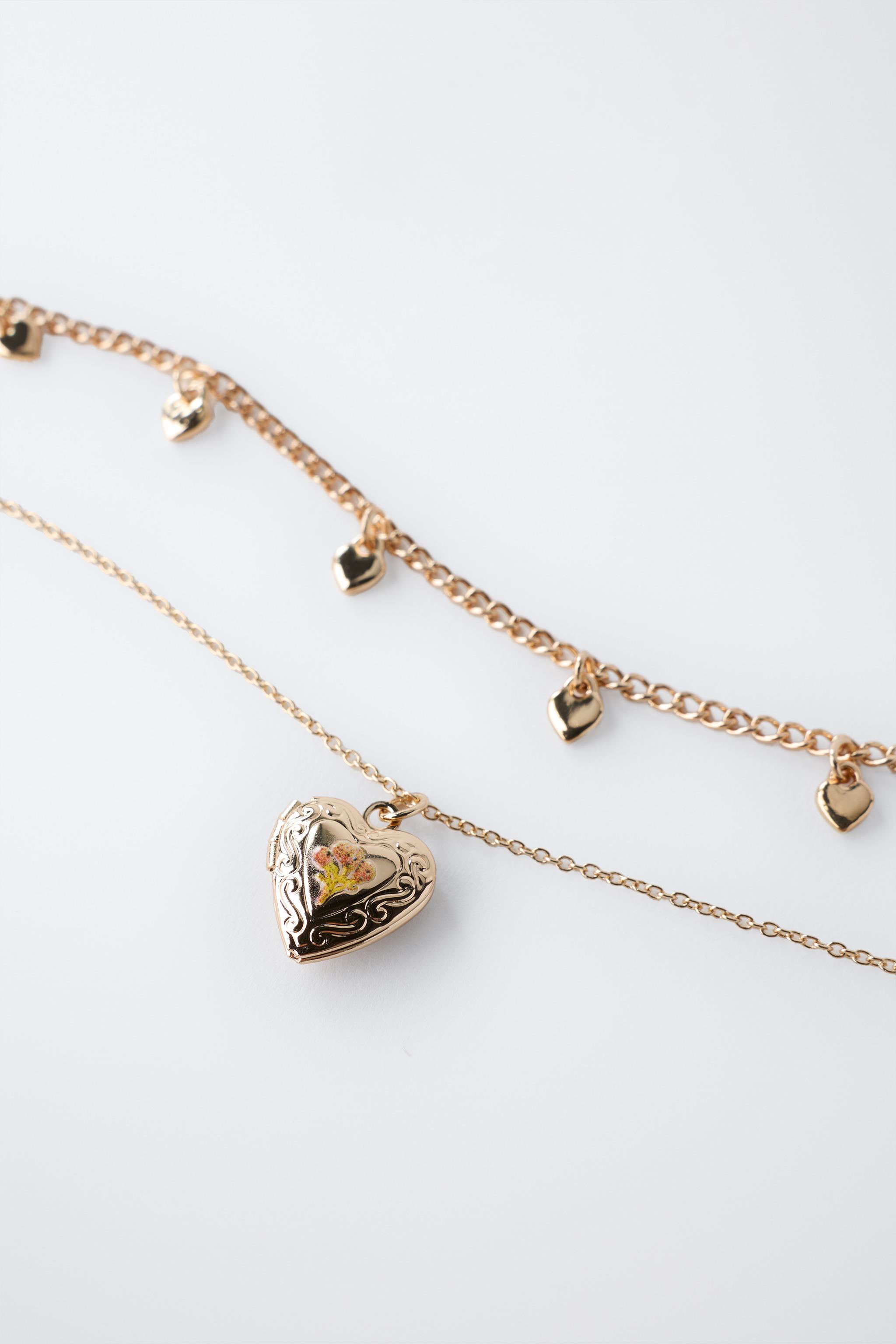 PACK OF TWO HEART NECKLACES - Golden | ZARA United States