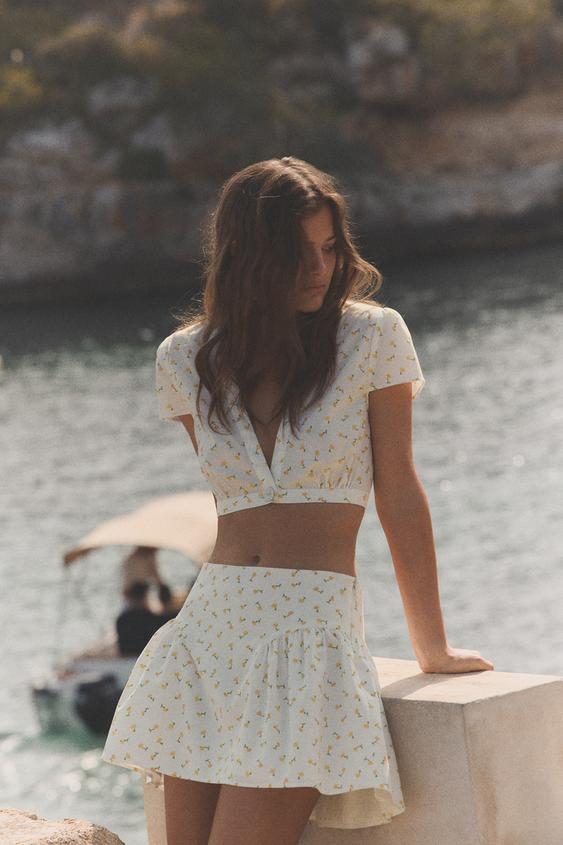 FLORAL POPLIN MINI SKIRT from Zara - $49.90
