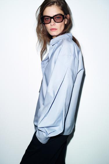 ASYMMETRIC OXFORD SHIRT - Blue by Zara - Image 4