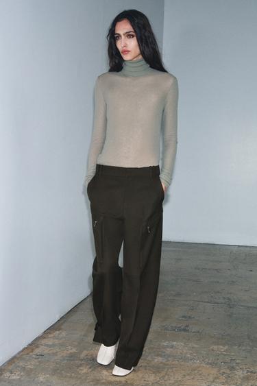 ZW COLLECTION LIMITED EDITION CARGO TROUSERS WITH ZIP - Dark khaki by Zara