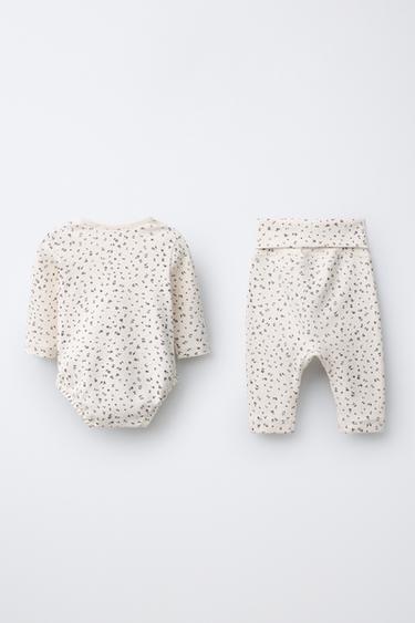 FLORAL BODYSUIT AND TROUSERS SET - Ecru by Zara - Image 1