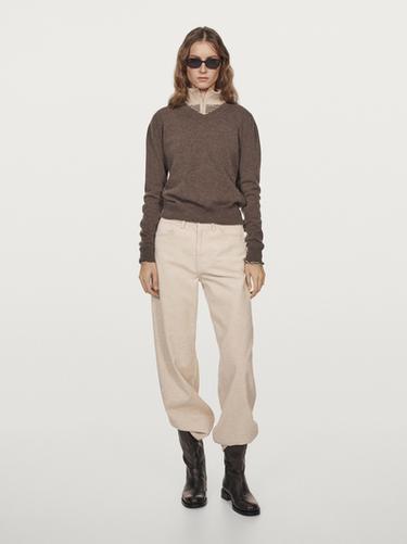 Zara Wool blend knit V-neck sweater - Black gold