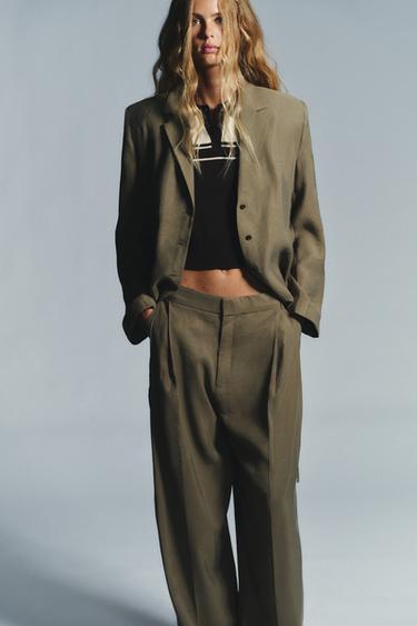 DOUBLE PLEAT TROUSERS WITH FLAPS - Dark khaki by Zara - Image 1