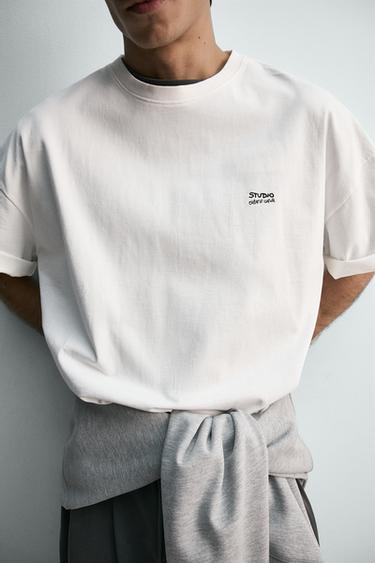 EMBROIDERED INTERLOCK T-SHIRT - White by Zara - Image 4