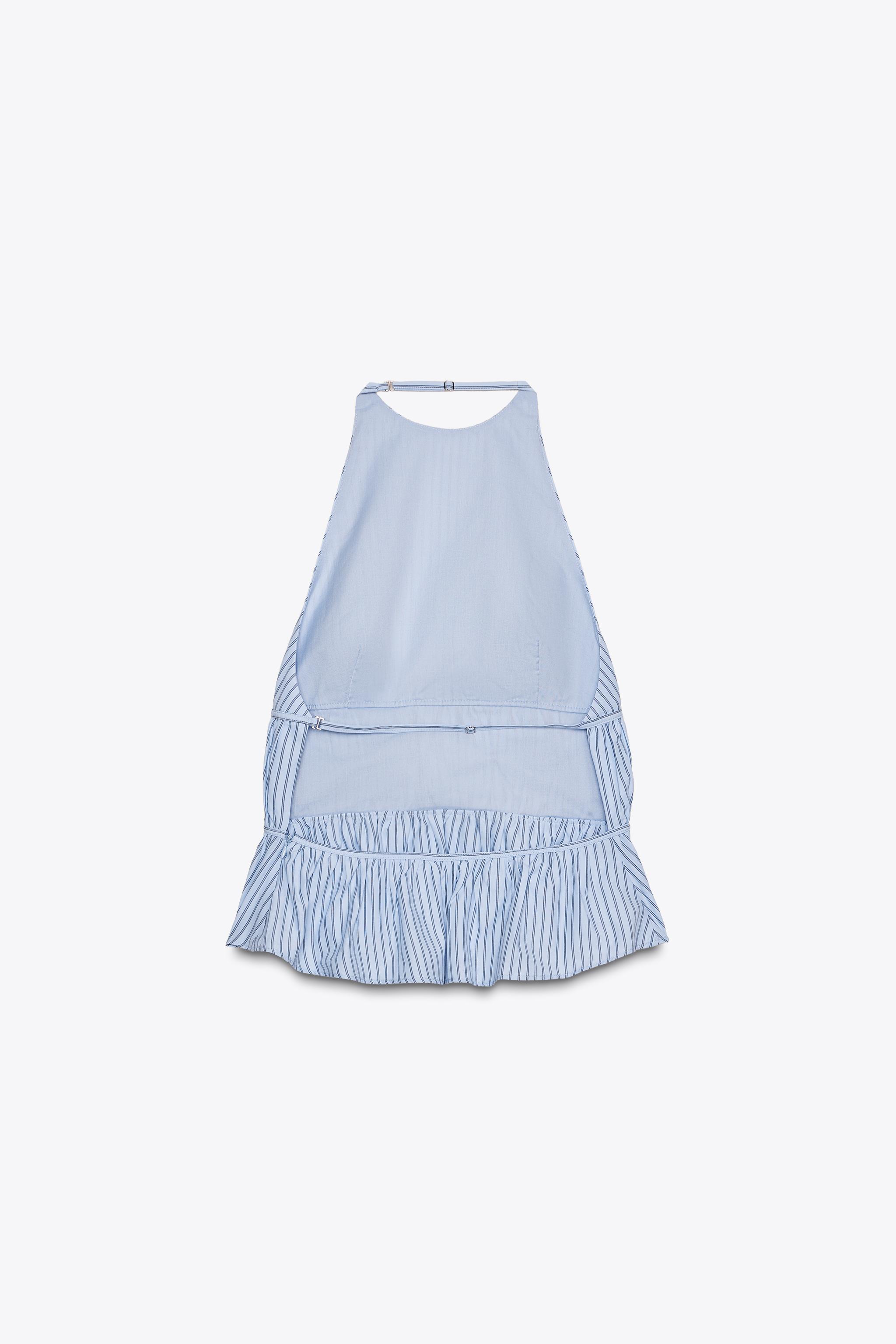 へびろて STRIPED POPLIN HALTER TOP - Blue | ZARA United States