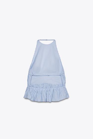 TOP EN POPELINE HALTER RAYÉ - Bleu de Zara - Image 6