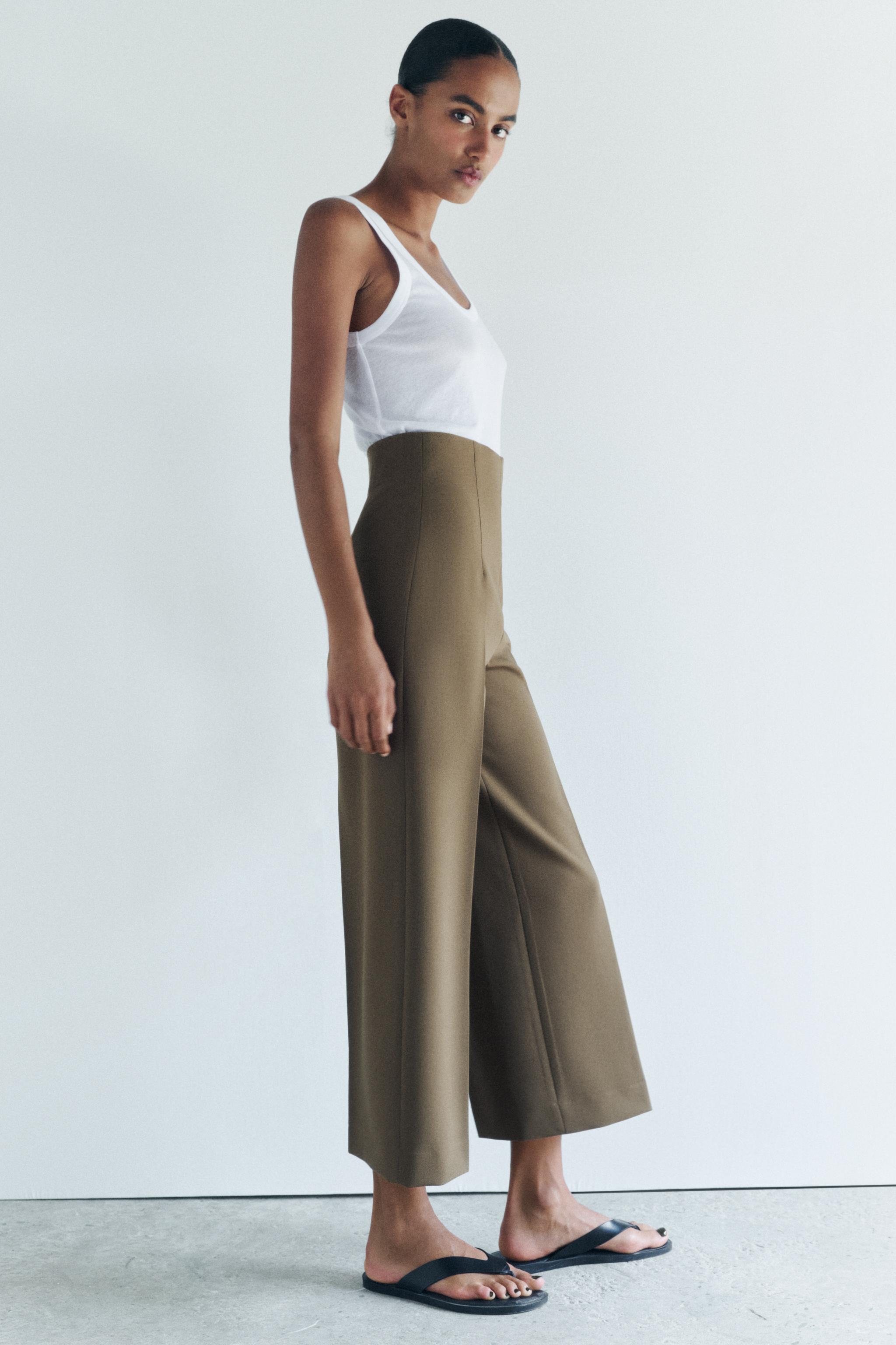 WIDE LEG CULOTTE PANTS ZW COLLECTION - Khaki | ZARA United WIDE LEG CULOTTE PANTS ZW COLLECTION - Khaki | ZARA United