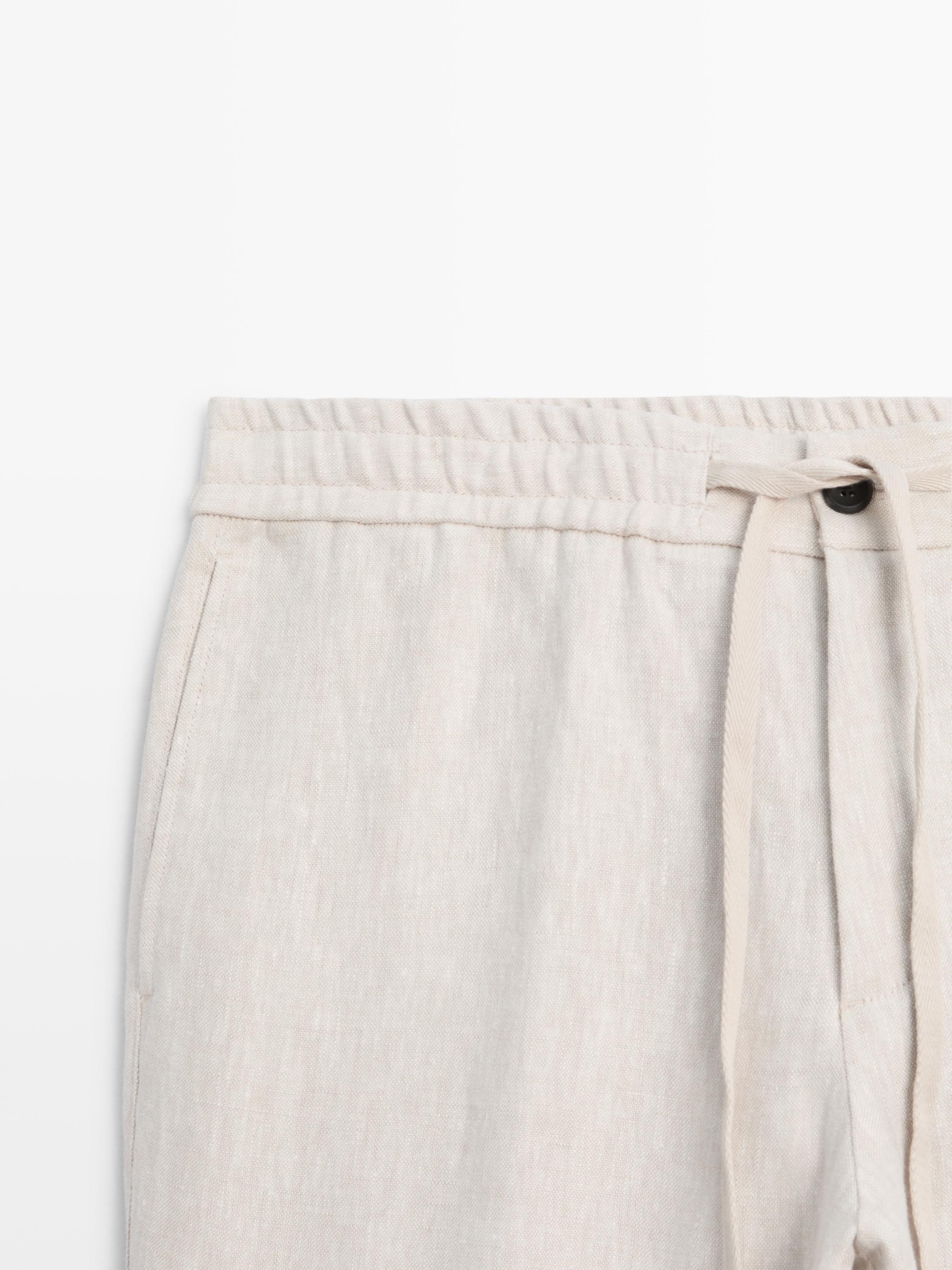 Linen jogger fit trousers