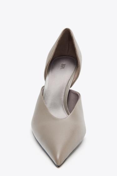 LEATHER HIGH-HEEL SHOES - Taupe Grey by Zara - Image 3