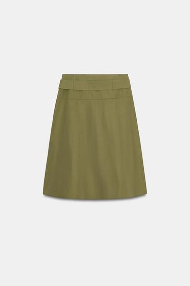 MIDI SKIRT WITH BELT - Khaki by Zara - Image 2