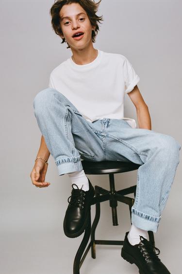 JEANS STRAIGHT BAJO VUELTA - Azul claro de Zara
