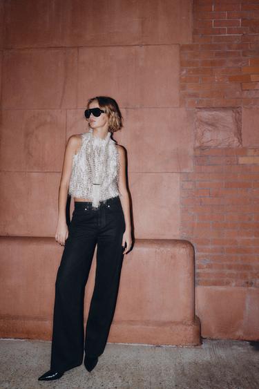 Z1975 REGULAR FIT HIGH-WAIST COATED JEANS - Black by Zara