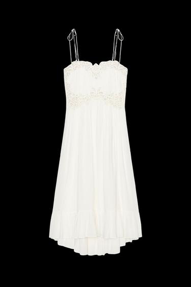 Zara ZW COLLECTION EMBROIDERED DRESS - Ecru - Image 0
