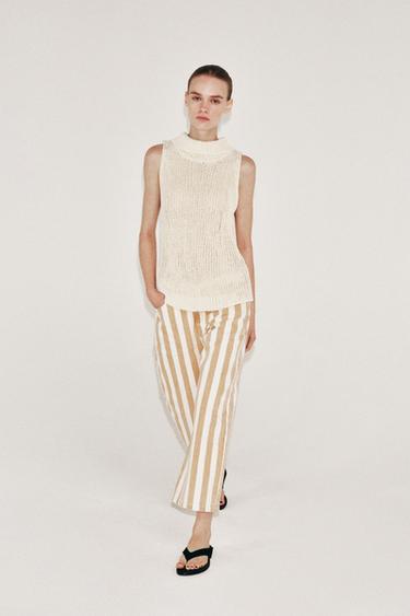 Zara HIGH COLLAR KNIT TOP - Light ecru - Image 0